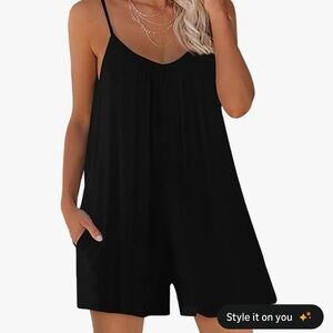 Women’s Black Spaghetti Strap Romper w/ Pockets